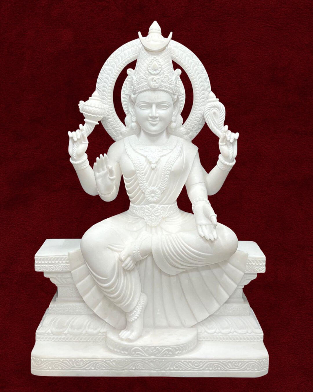 White Marble Lakshmi Mata - Prosperous Form Premium Goddess Moorti Handcrafted Temple Art